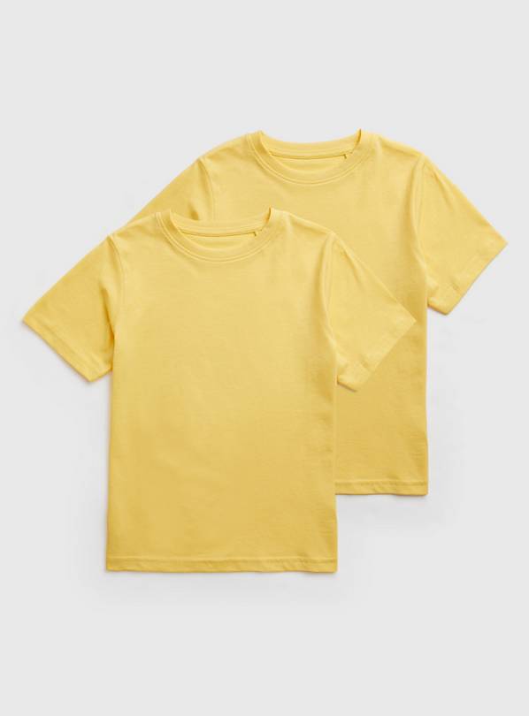 Yellow Plain School Sports T-Shirts 2 Pack - 9 years