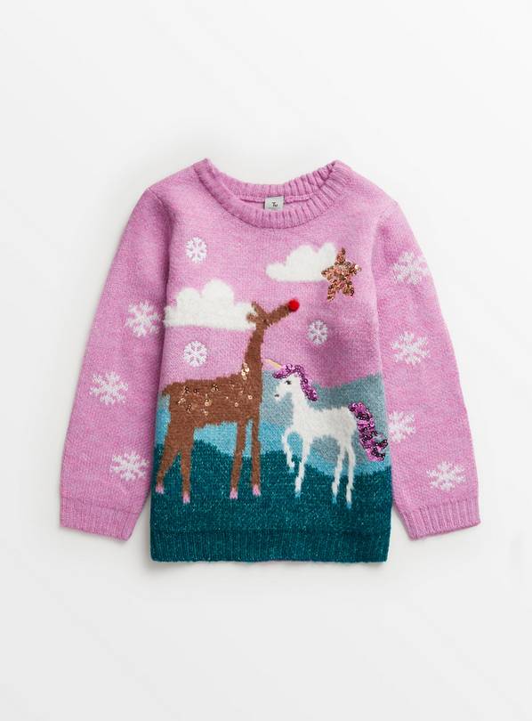 Buy Pink Sequin Unicorn Jumper 1.5 2 years Jumpers and cardigans Tu