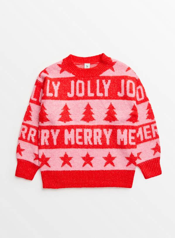 Christmas Kids Red & Pink Jolly Jumper 12 years