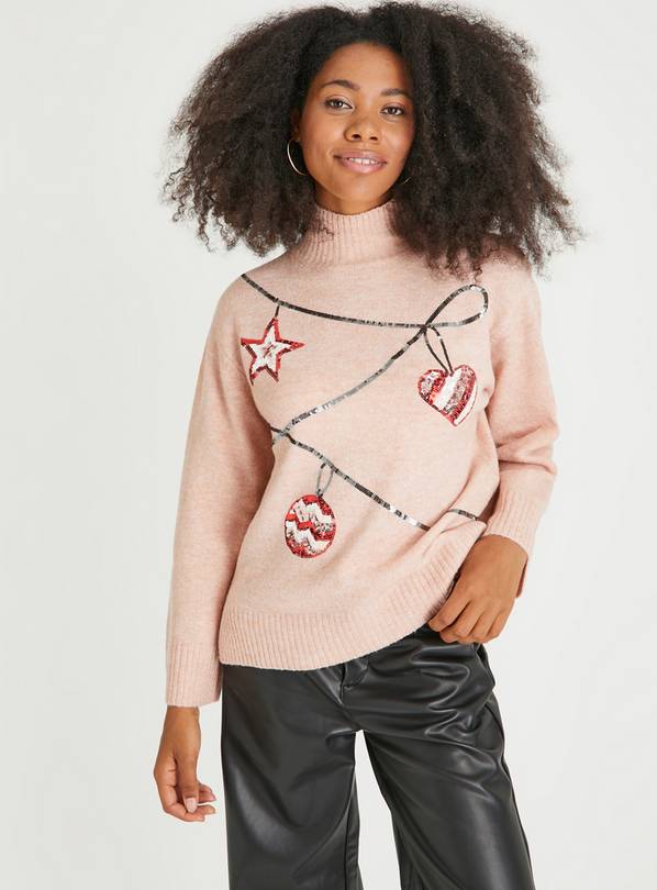 Womens pink christmas outlet jumper