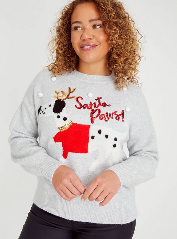 Buy Xmas Grey Santa Paws Jumper 22 Jumpers Tu