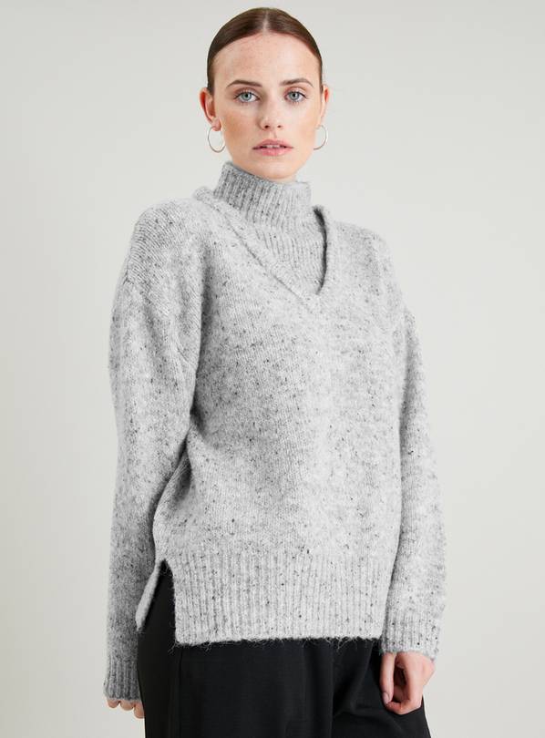 Grey funnel neck clearance sweater