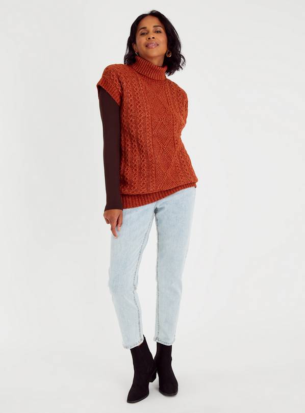 Rust cable knit outlet sweater