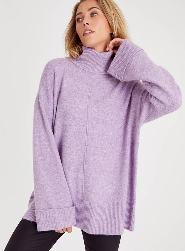 Buy Lilac Oversized Fit Roll Neck Jumper 18, Jumpers