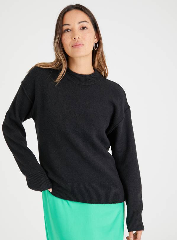 Ladies black crew hot sale neck jumper