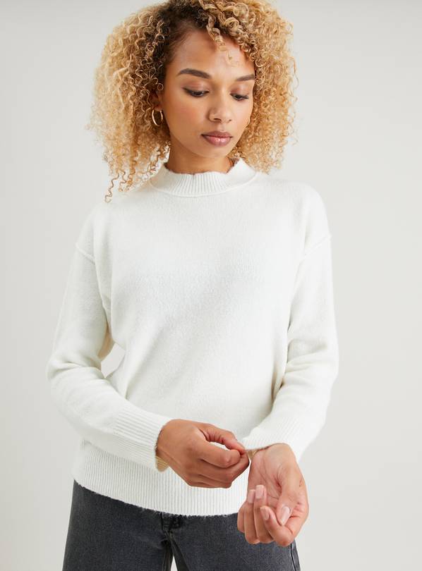 Ladies white discount crew neck jumper