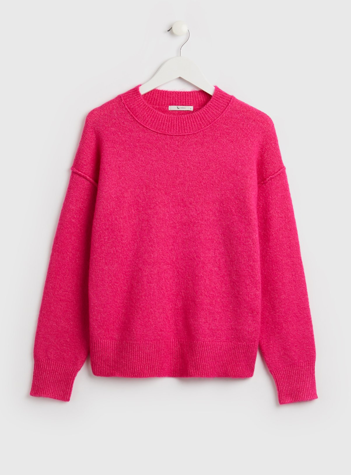 Bright Pink Crew Neck Jumper 18 - Image 3 thumbnail