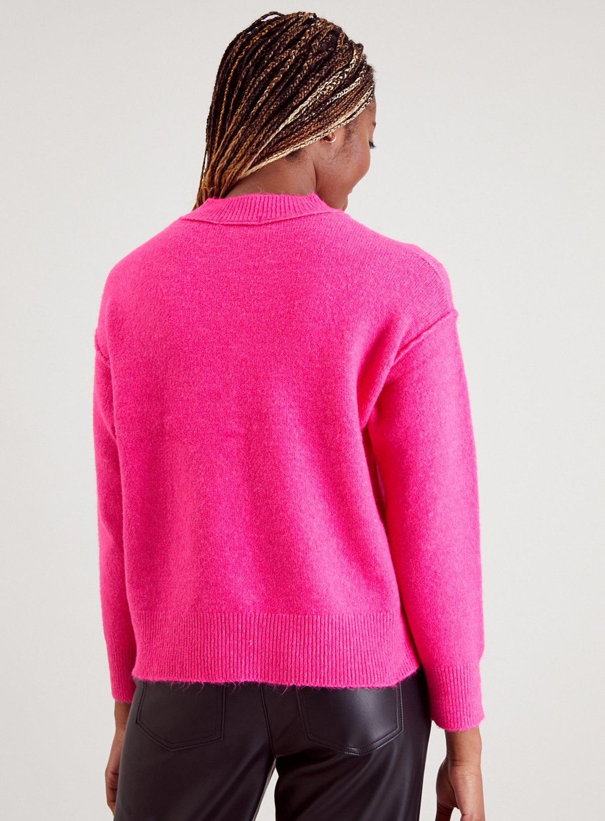 Bright Pink Crew Neck Jumper 18 - Image 5 thumbnail