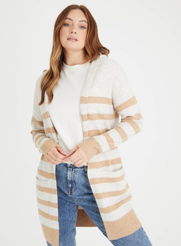 Buy Oatmeal Brown Stripe Long Line Hooded Cardigan 14 Cardigans Argos