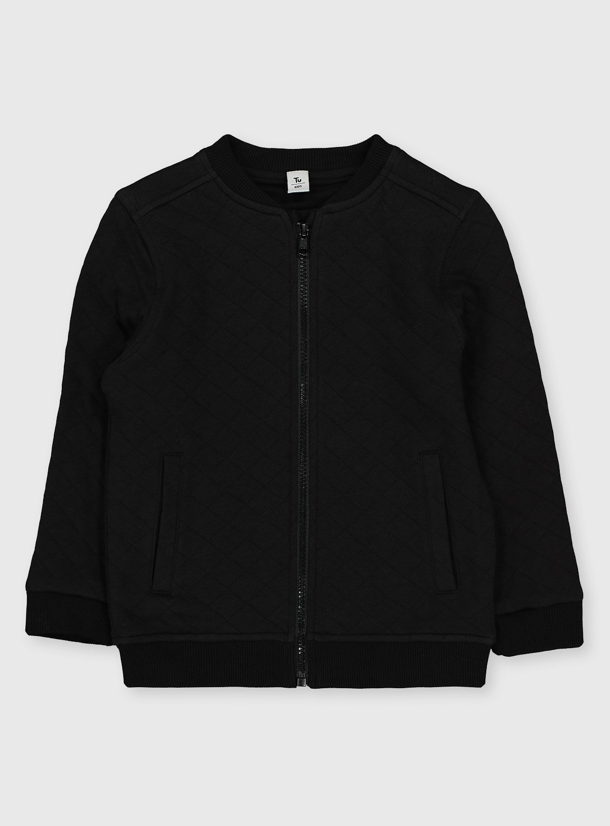 Quilted Bomber Jacket in Black