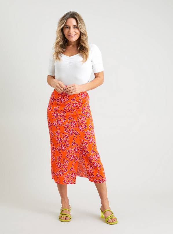 Orange hotsell midi skirt