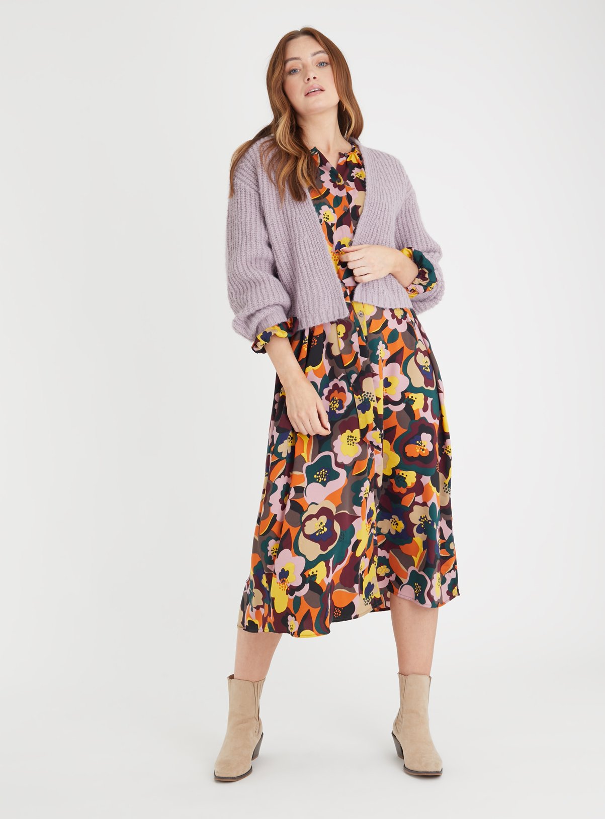Lilac Ribbed Cropped Cardigan 22 - Image 2 thumbnail