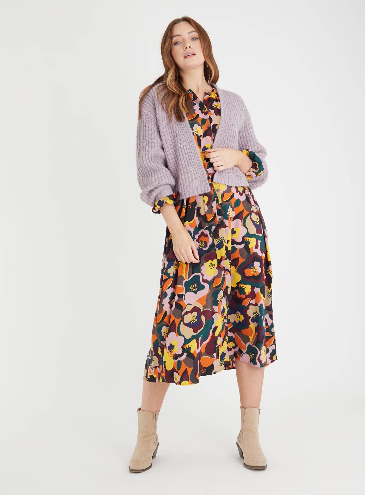 Lilac Ribbed Cropped Cardigan 22 - Image 2