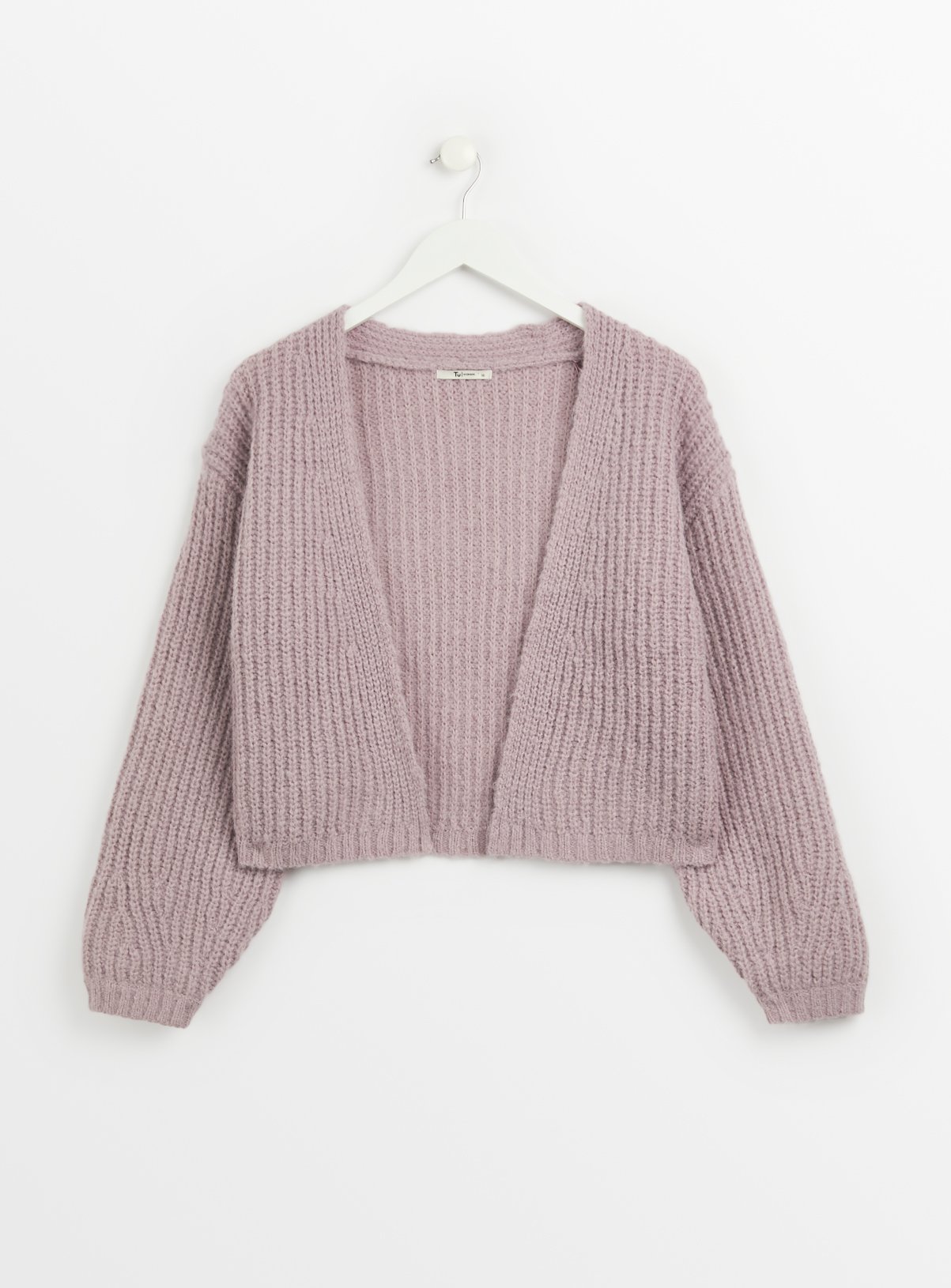 Lilac Ribbed Cropped Cardigan 22 - Image 3 thumbnail