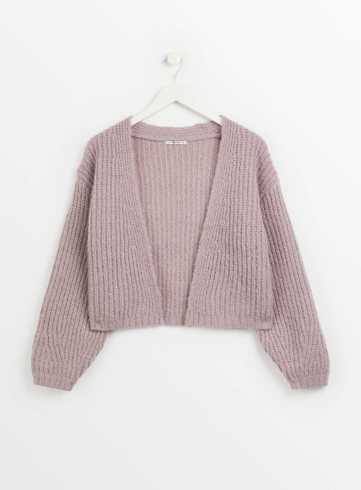 Lilac Ribbed Cropped Cardigan 22 - Image 3