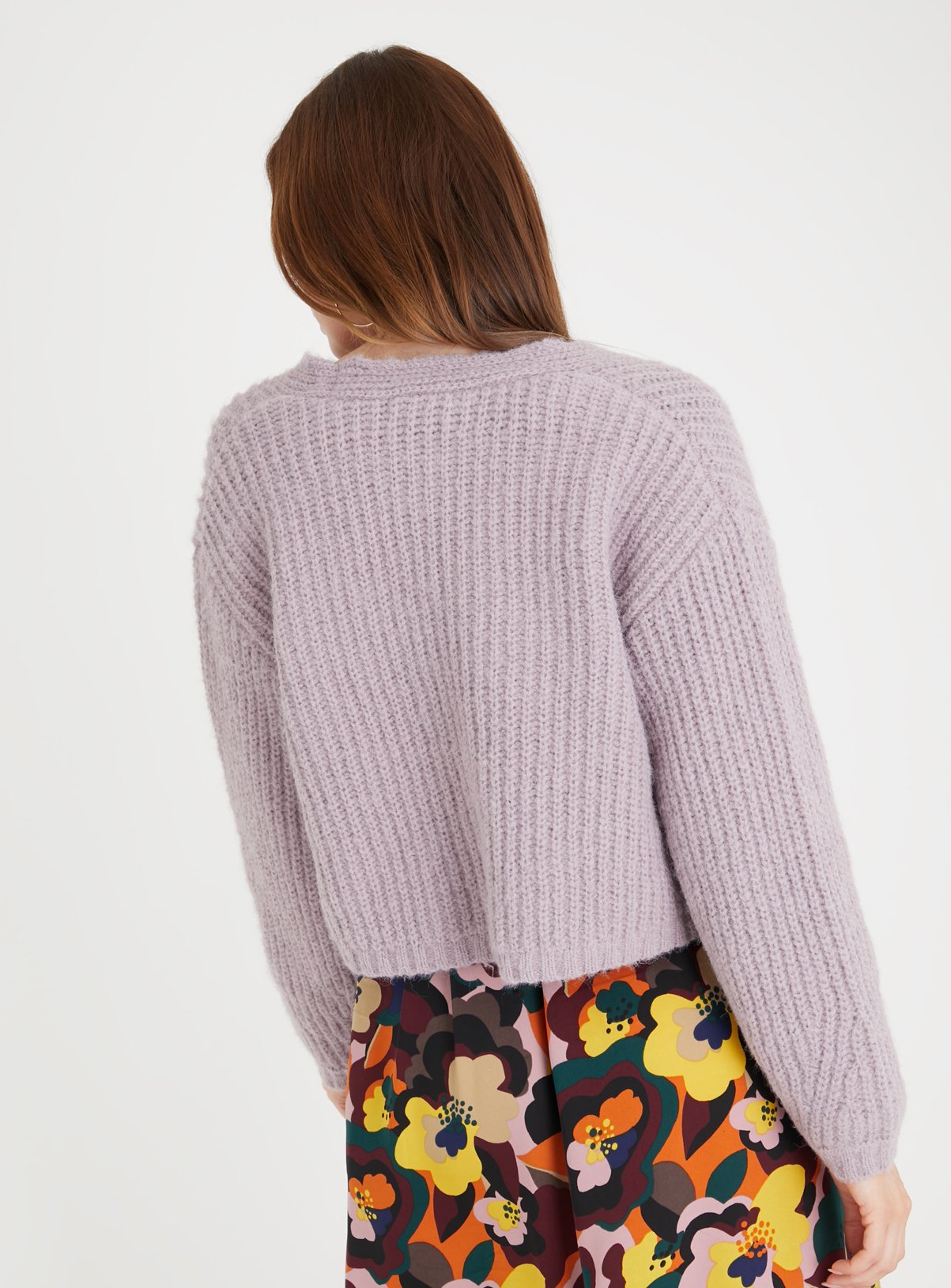 Lilac Ribbed Cropped Cardigan 22 - Image 5 thumbnail