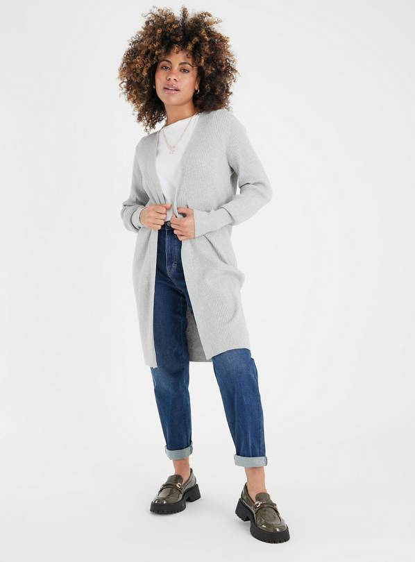 Buy PETITE Grey Longline Ribbed Cardigan 22, null