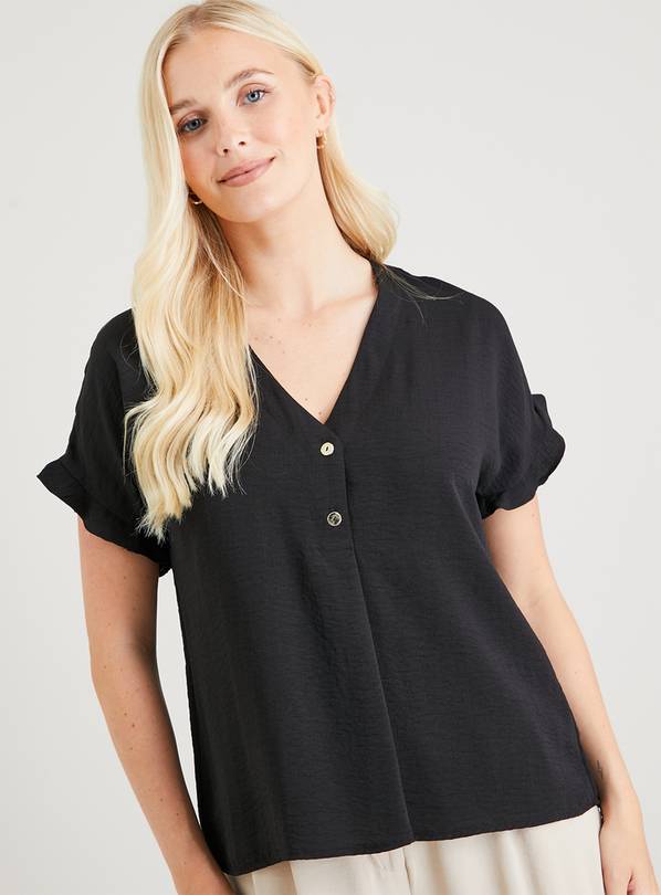 Buy Black V Neck Short Sleeve Blouse 22 Blouses Argos