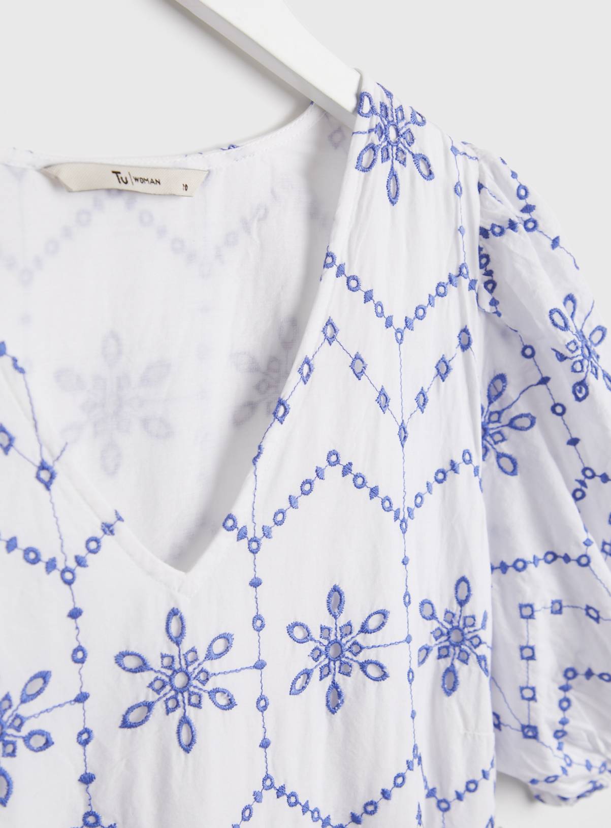 SKU: SS23 JUNE EMBROIDERED MIDI WHITE & BLUE:White:14 - Image 4