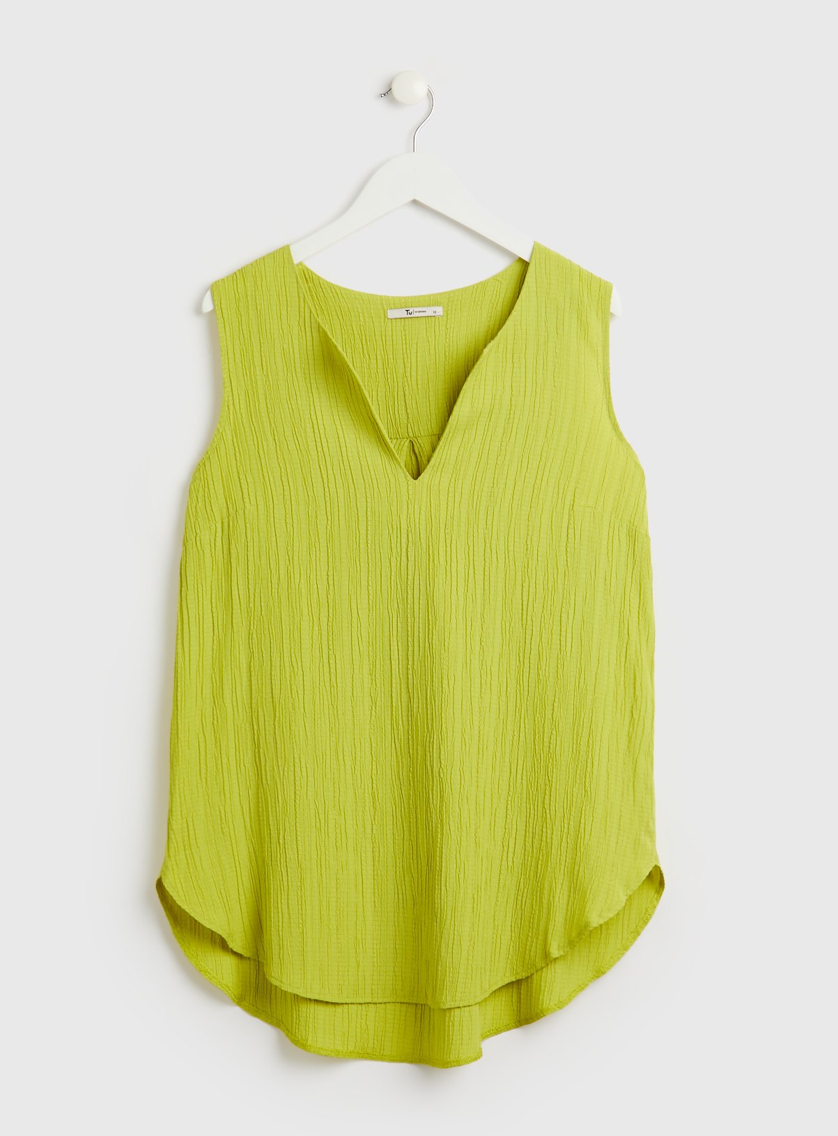Green Textured Notch Neck Shell Top 12 - Image 3 thumbnail
