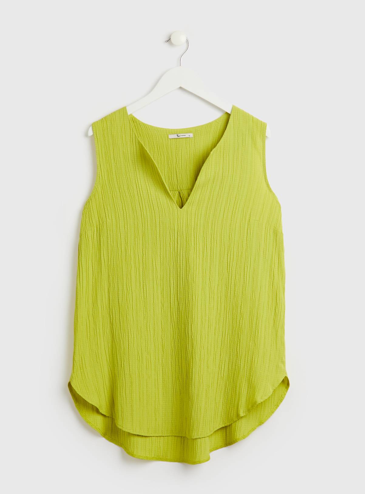 Green Textured Notch Neck Shell Top 12 - Image 3