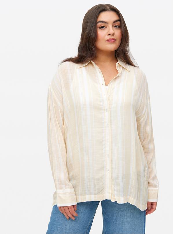 Neutral Vertical Stripe Oversized Shirt 10