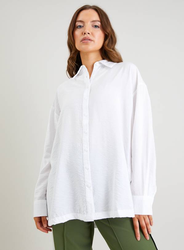 WEEKDAY Regular Crinkle Shirt in White