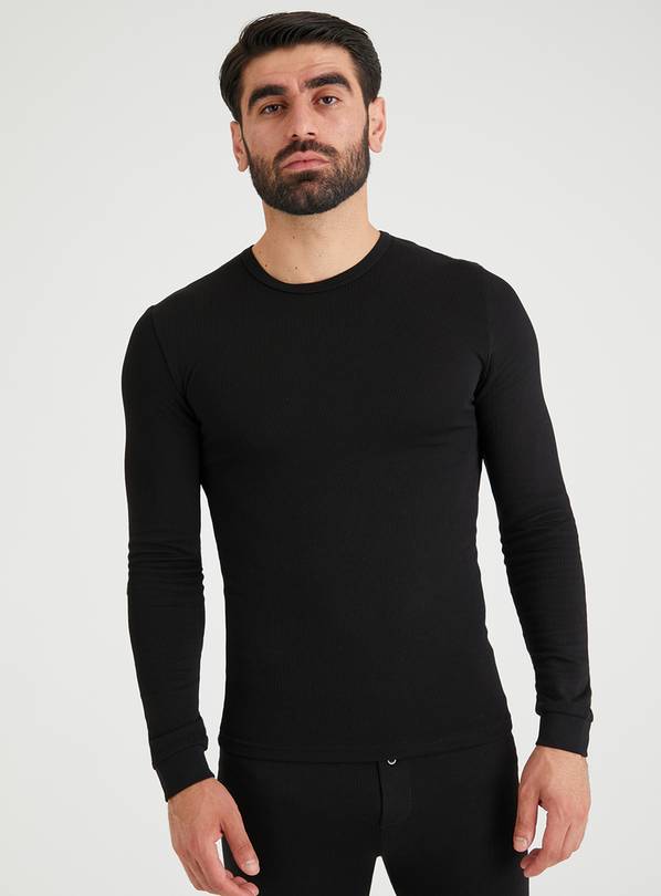 Buy Black Thermal Long Sleeve Top L, Underwear