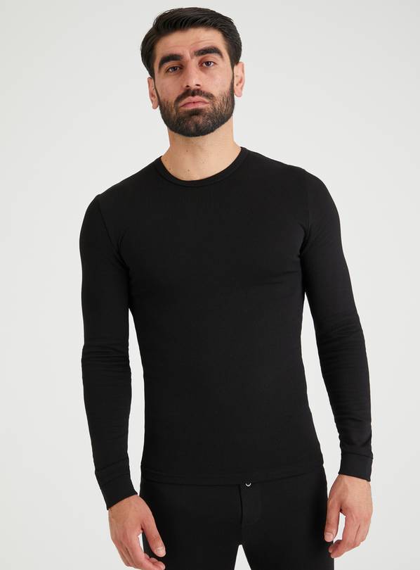 Buy Black Thermal Long Sleeve Tops 2 Pack L, Underwear