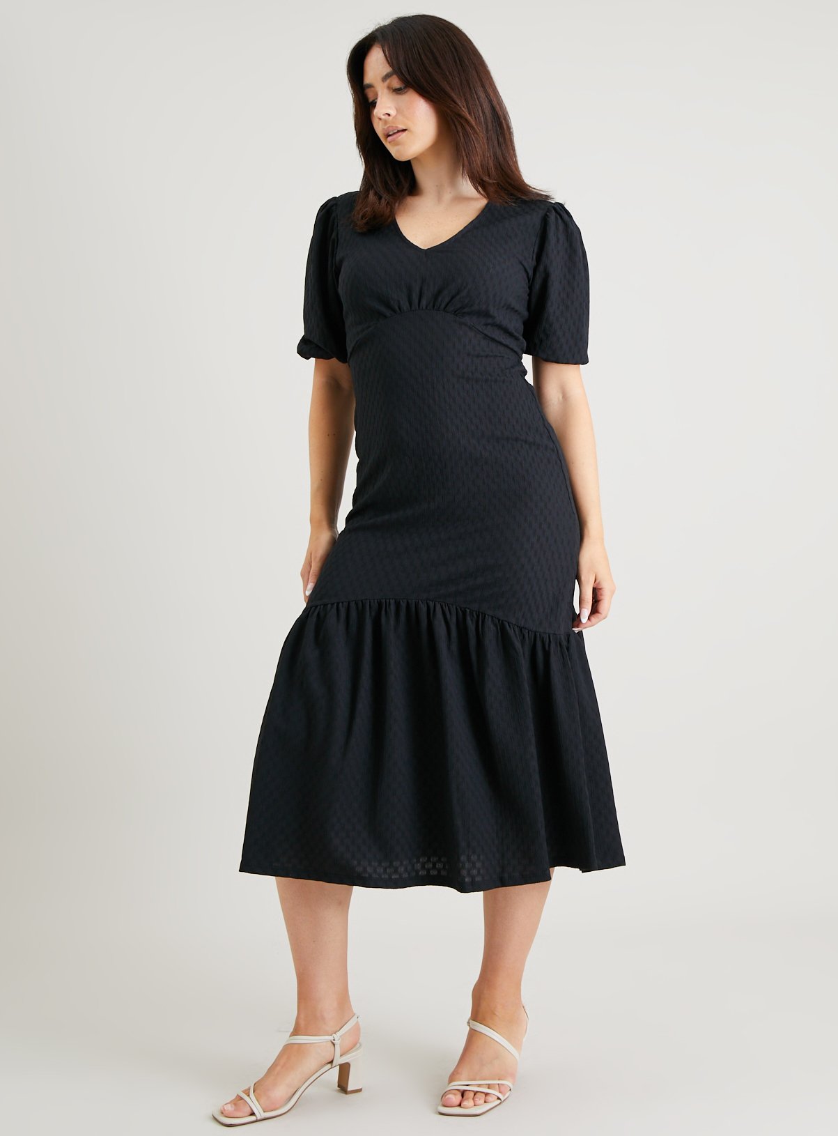 Black Crinkle Midi Dress 18 - Image 1 thumbnail