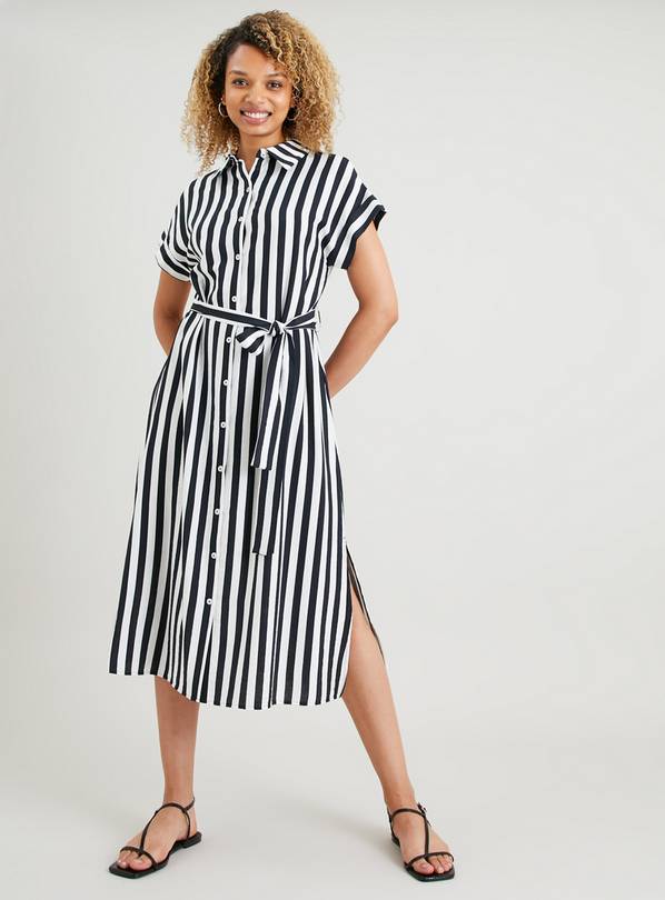 Midi striped clearance shirt dress