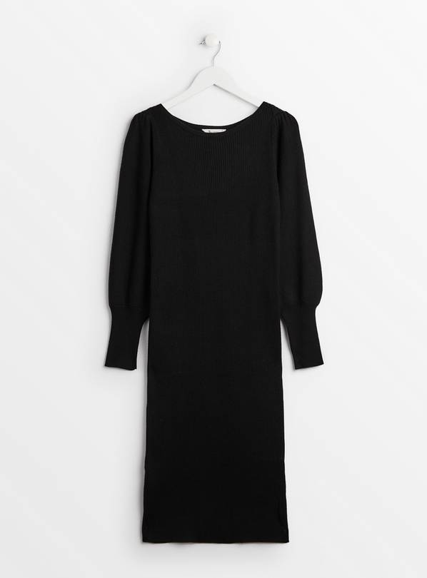 Petite Black Envelope Neck Dress  14