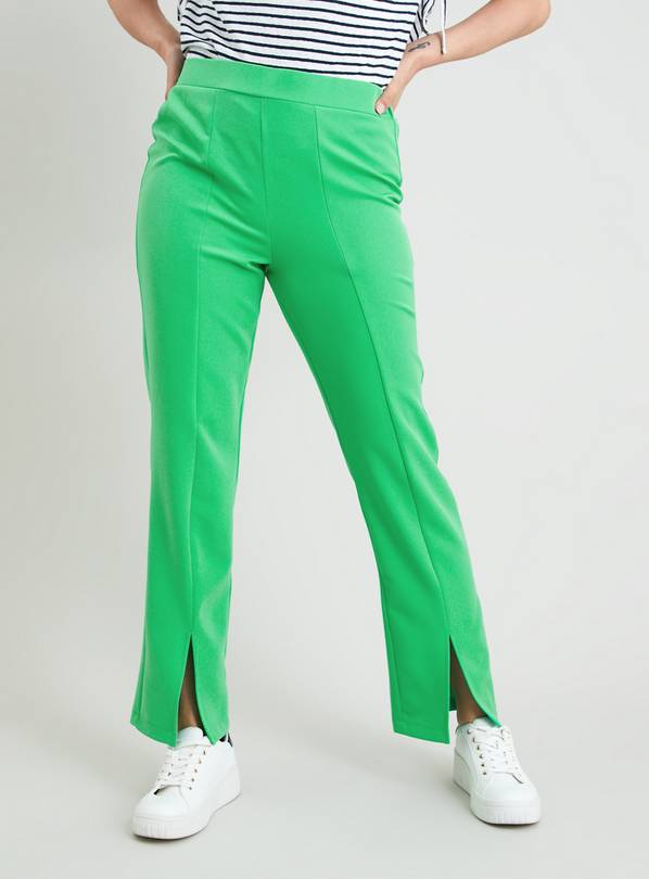 Buy Green Split Hem Straight Leg Trouser - 12, Trousers