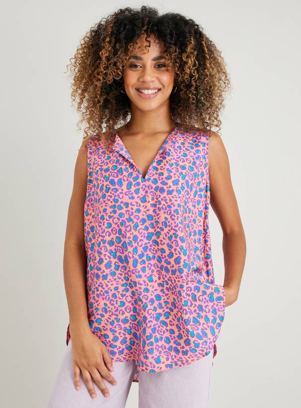 Buy Bright & Bold Animal Print Notch Neck Top - 24 | Shell tops | Argos