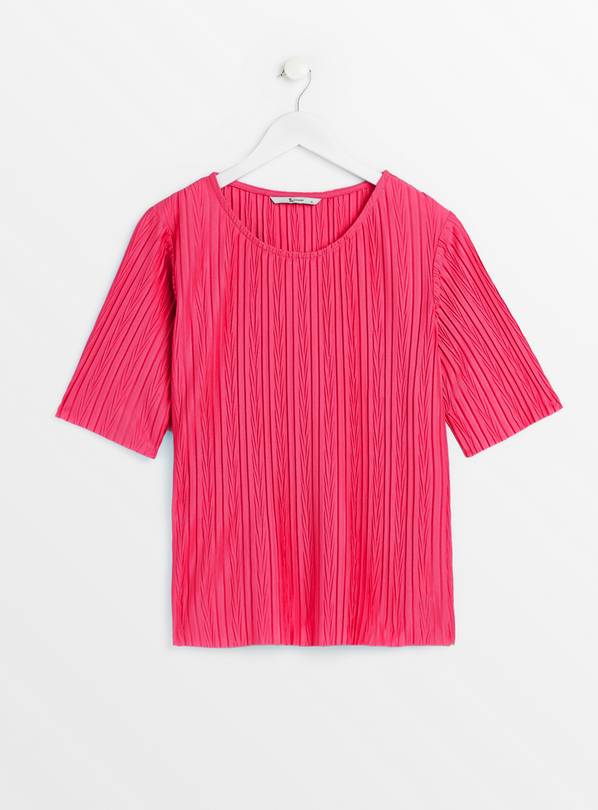 Pink Boxy Plisse T-Shirt 20
