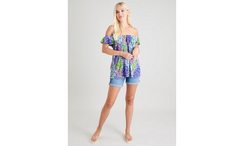 Floral Print Frill Bardot Top 24