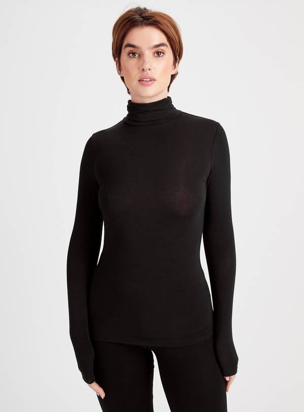 Buy Heat Active Black Medium Warmth Roll Neck Top 20 | Thermals | Argos