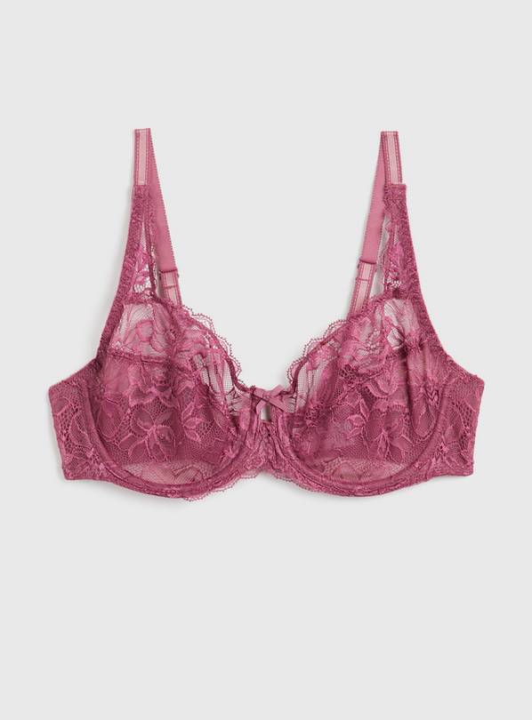 Buy Dark Pink Recycled Lace Full Cup Non Padded Bra 40D, Bras