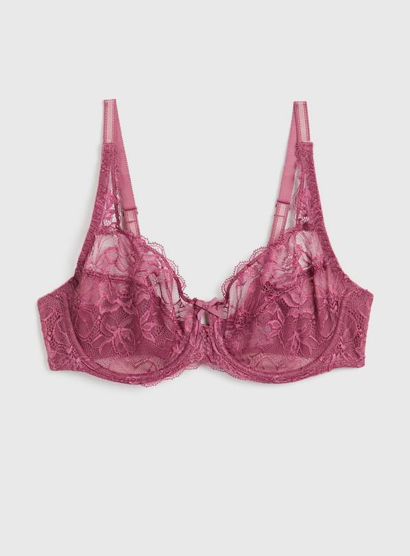 Buy Dark Pink Recycled Lace Full Cup Non Padded Bra 40D