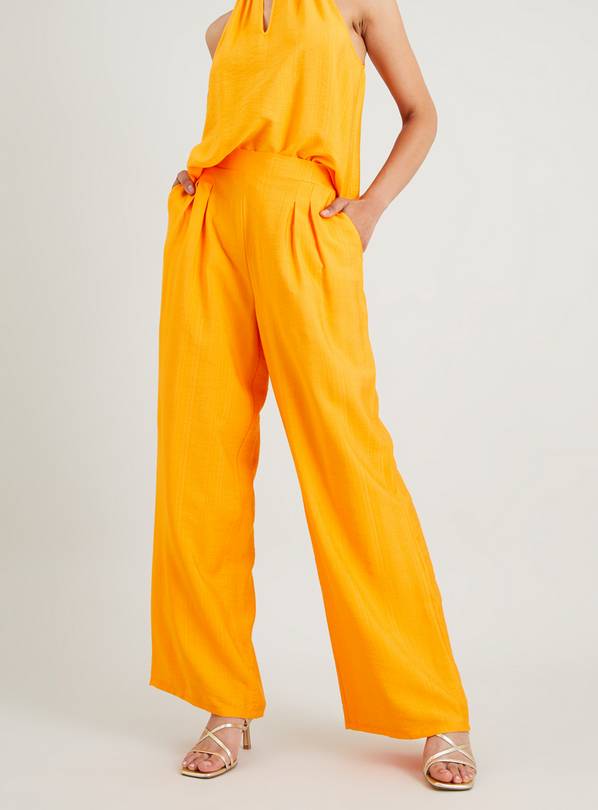 Buy Orange Wide Leg Pleated Coord Trousers 20R | Trousers | Argos