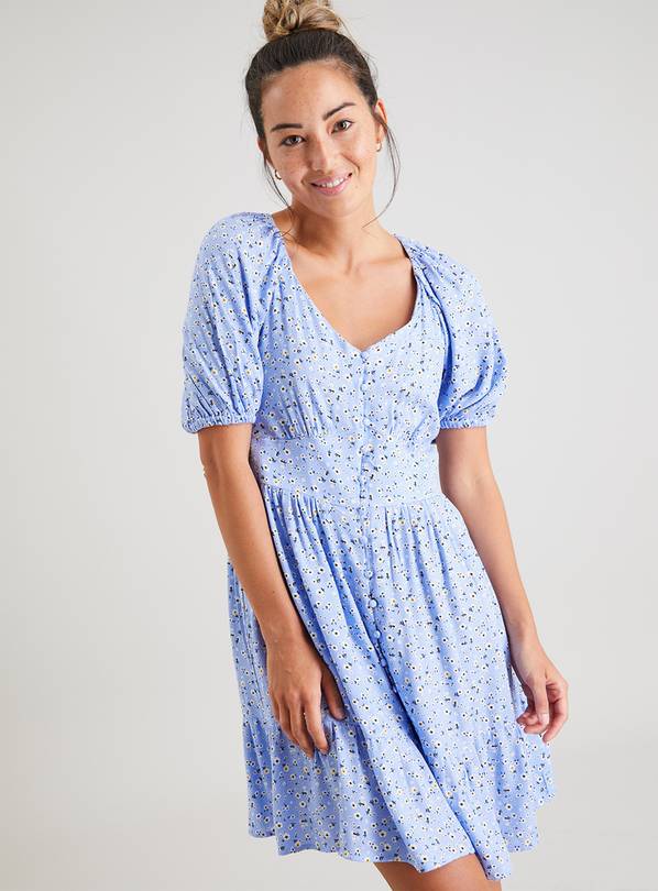 Blue Ditsy Floral Tea Dress 12