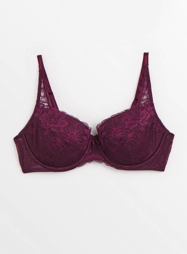Buy Dark Pink Recycled Lace Full Cup Non Padded Bra 40D