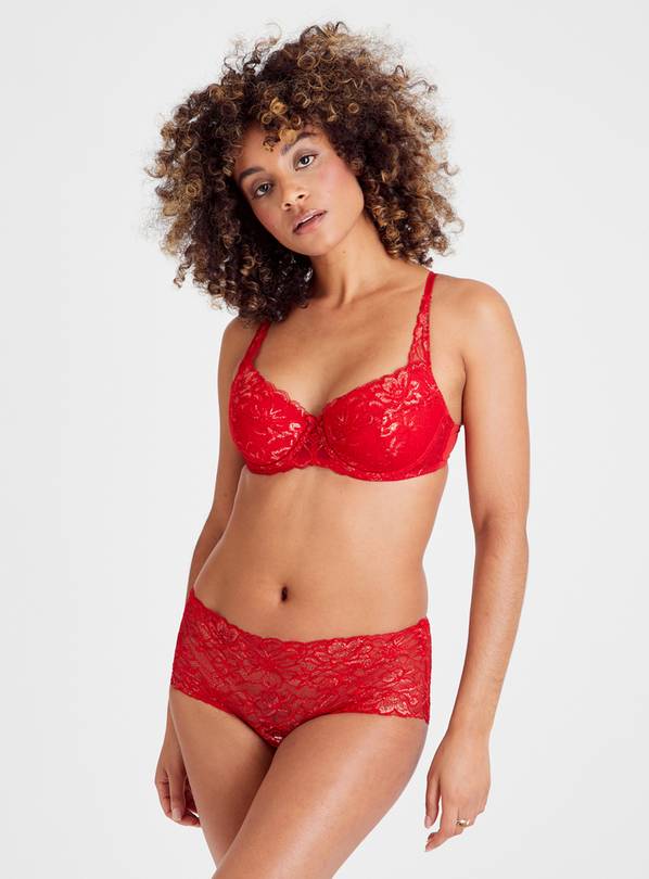 Buy Red Floral Lace Padded Bra 40C | Bras | Tu