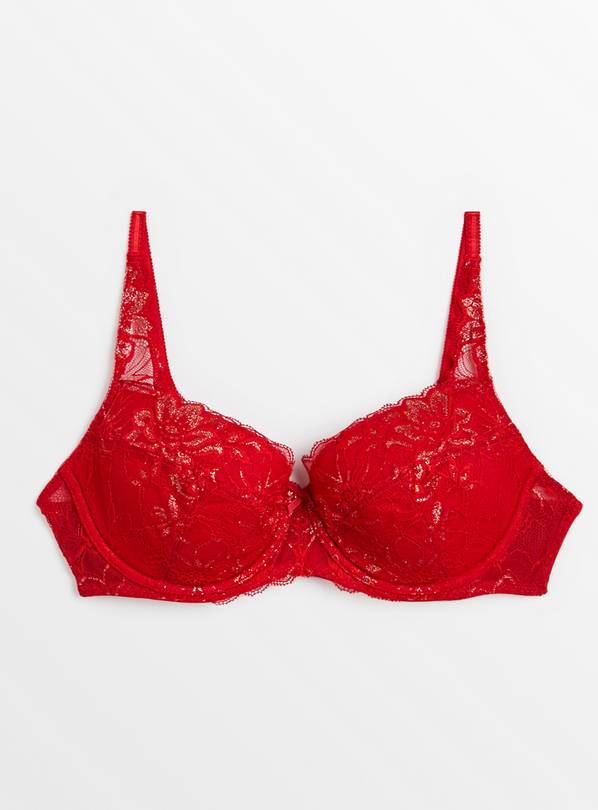 Buy Red Floral Lace Padded Bra 32E, Bras