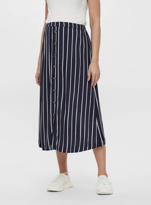 MAMALICIOUS Navy Stripe Maternity Midi Skirt M/UK10