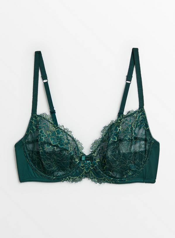 Buy Green Scallop Lace Full Cup Underwired Bra 34B, Bras