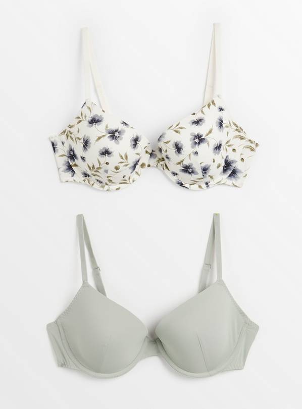 Buy A-GG Blue Floral & Sage Green Underwired T-Shirt Bra 2 Pack 38DD, Bras