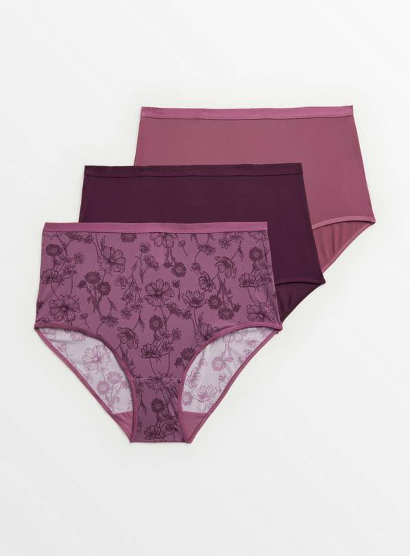 Purple Botanical Floral Full Knickers 3 Pack 10