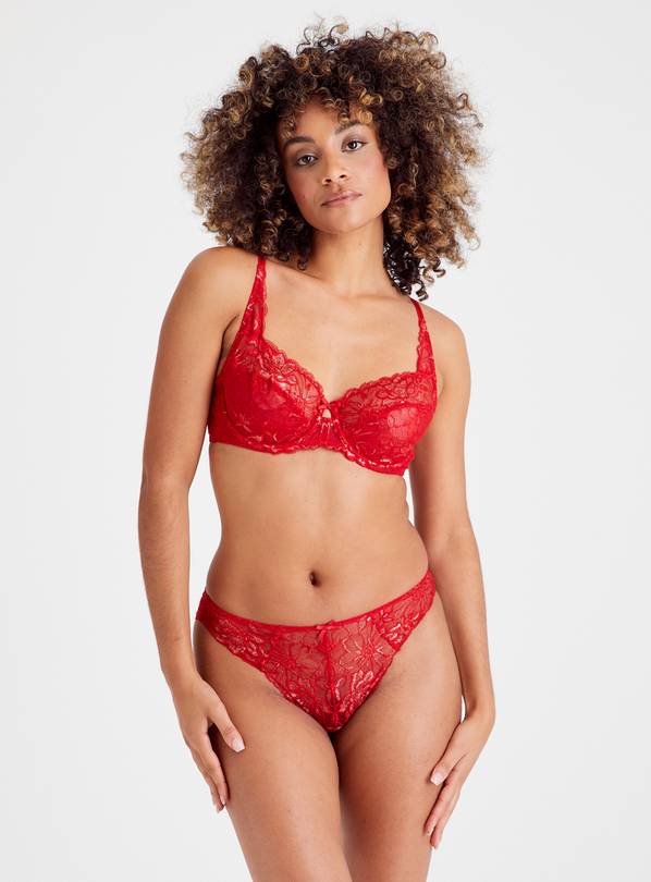Buy Red Lace High Leg Knickers 10, Knickers