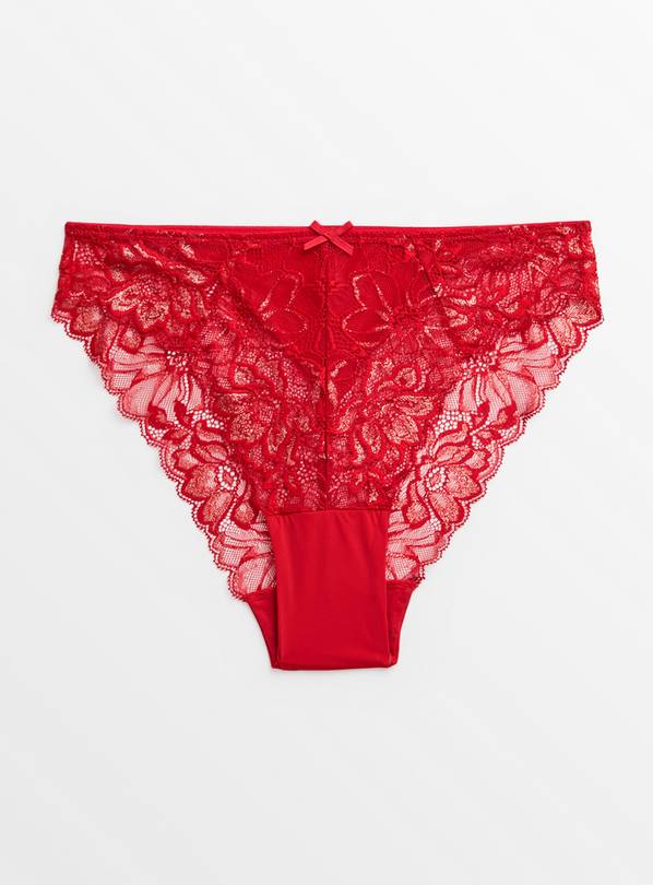 Buy Red Lace High Leg Knickers 10, Knickers